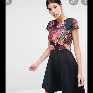 Ted Baker 'Xylee' Juxtapose Rose Skater Dress size 3 nwot